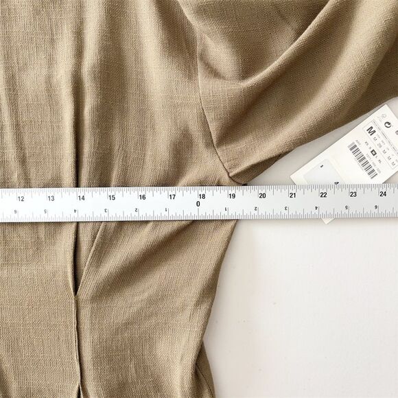 ZARA Khaki Pleated Dress with Buttons Size M‎ Green Long Sleeve Tunic Length NWT - Picture 13 of 15